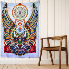Produktbild: Tissu mural attrape-rêves mandala spirituel avec hibou grand-duc Tissu mural attrape-rêves mandala spirituel avec hibou grand-duc