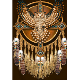 Produktbild: Brown spiritual dream catcher wall hanging with eagle owl Brown spiritual dream catcher wall hanging with eagle owl