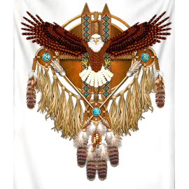Produktbild: Tissu mural attrape-rêves totem spirituel avec aigle Tissu mural attrape-rêves totem spirituel avec aigle