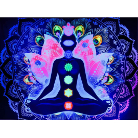 Produktbild: Tapisserie spirituelle fluorescente UV Mandala Chakra Serviette spirituelle de fluoration UV Mandala Chakra