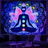 Spirituelles fluoreszierendes UV Mandala Chakra Wandtuch