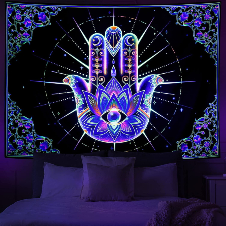Spirituelles fluoridierendes UV Wandtuch mit der göttlichen Hand
