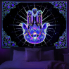 Spirituelles fluoreszierendes UV Wandtuch mit der göttlichen Hand
