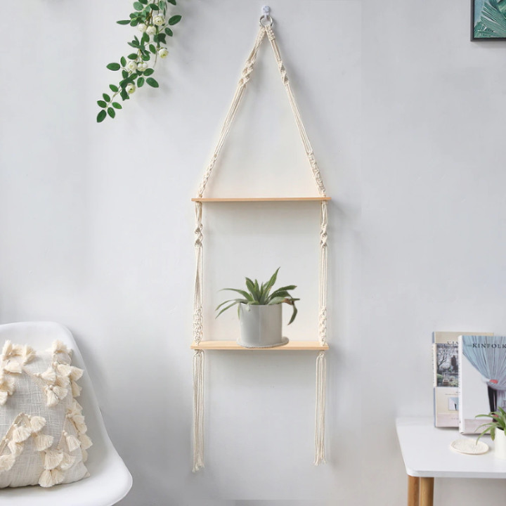 Etagère murale en macramé nouée main Sandy