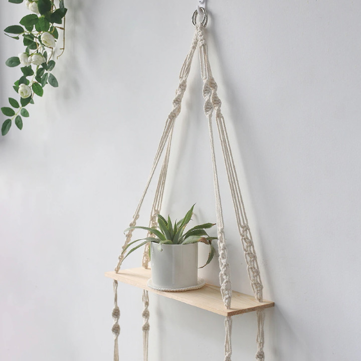 Etagère murale en macramé nouée main Sandy