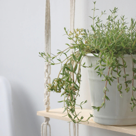 Hand-knotted macrame wall shelf Sandy