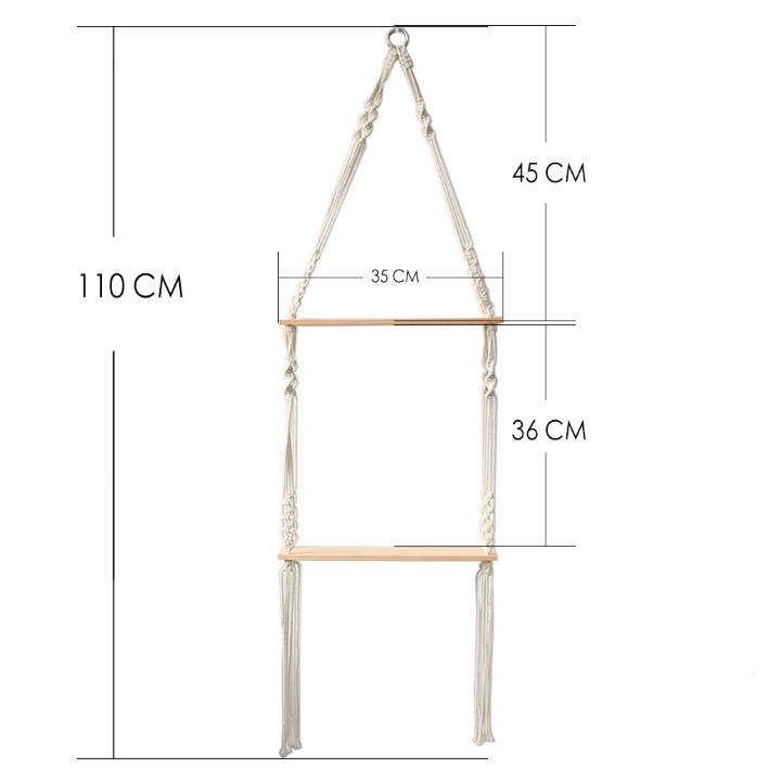 Etagère murale en macramé nouée main Sandy