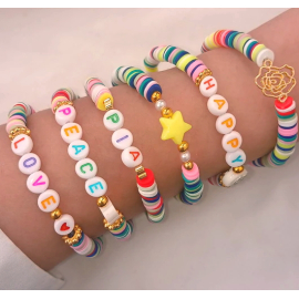 Produktbild: Set of 6 Sia with Girly Surfer Bracelets with Colorful Beads Set of 6 Pia with surfer bracelets with colorful beads