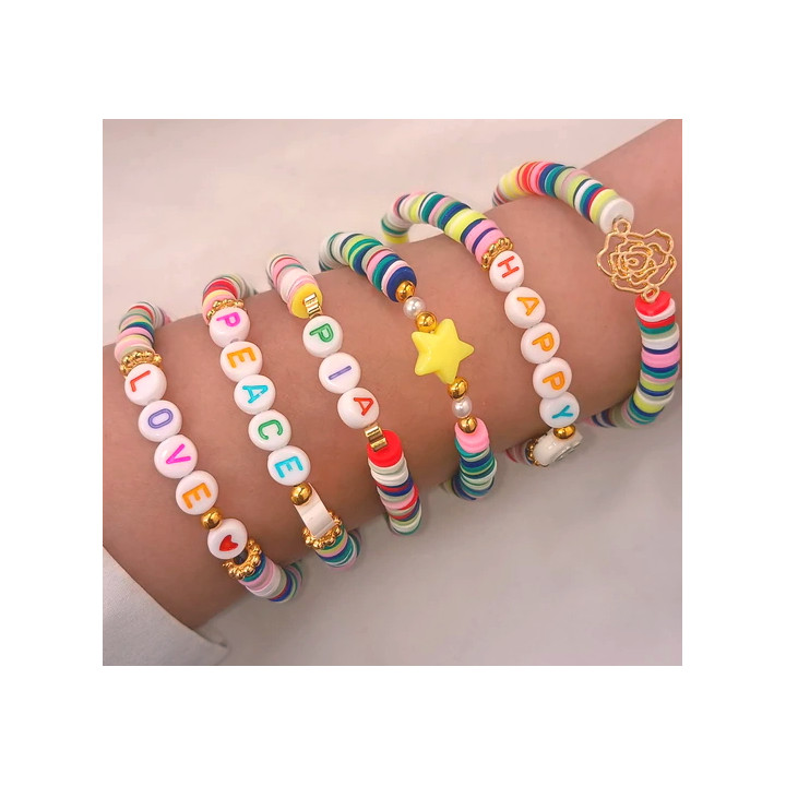 Set di 6 bracciali Sia with Girly Surfer con perline colorate