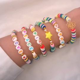 Produktbild: Set of 6 Sia with Girly Surfer Bracelets with Colorful Beads Set of 6 Pia with surfer bracelets with colorful beads