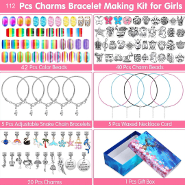 Produktbild: DIY jewelry set with 5 bracelets, 5 necklaces and 102 charms pendants DIY mega set with 5 bracelets, 5 necklaces set with many 102 charms pendants