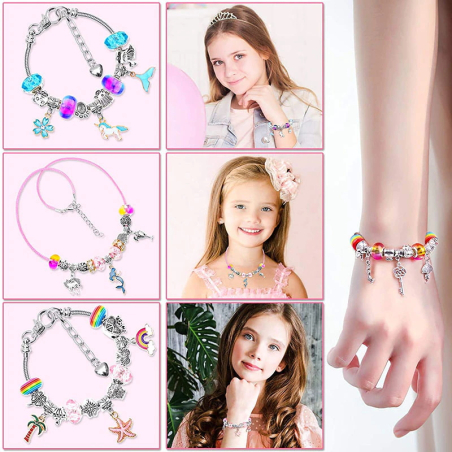 DIY Mega-Set mit 5Armbändern, 5Halsketten Set mit vielen 102 Charms Anhänger