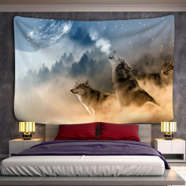 Produktbild: Tissu mural expressif - tenture murale avec des loups Toile murale expressive avec des loups