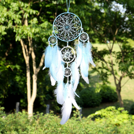 Produktbild: Light blue and white dream catcher Aqualina with 5 rings Light blue and white dream catcher Aqualina with 5 rings