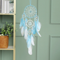 Hellblau und weisser Traumfänger Aqualina mit 5 Ringen