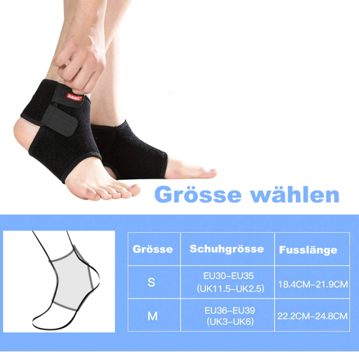 2er Set mit schwarzen Kinder Fussgelenk-Bandagen mit Klettverschluss
