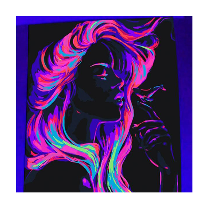 Fluorescent UV Wall Tapestry - Wall Hanging with a Woman