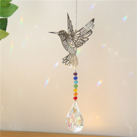 Suncatcher Ra avec un motif de colibri et un cristal