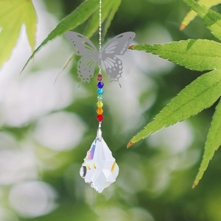 Suncatcher Re avec un motif papillon et un cristal
