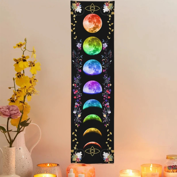 Toile murale avec phases de lune de différentes couleurs