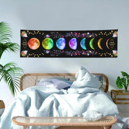 Wandtuch mit verschiedenen farbigen Mondphasen