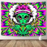 Telo da parete psichedelico colorato con Alien Smoking Weed