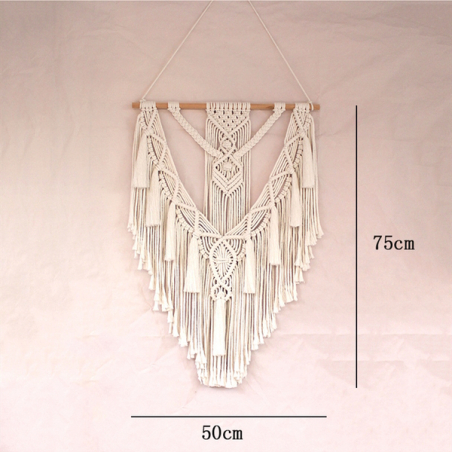 Boho tenture murale en macramé Amira nouée à la main avec franges