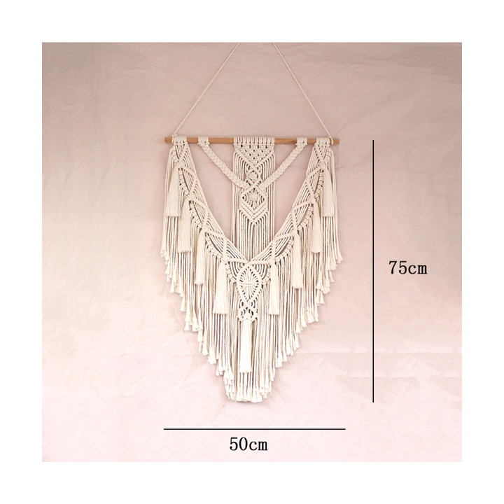 Boho tenture murale en macramé Amira nouée à la main avec franges