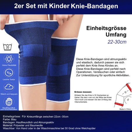 2er Set mit blauen Kinder Knie-Bandagen