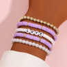 Lot de 5 bracelets Viva avec surfeur en 3 couleurs avec Love
