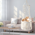 Chaise suspendue chat en macramé beige noué main Caziamo Chaise suspendue chat en macramé beige noué main Caziamo
