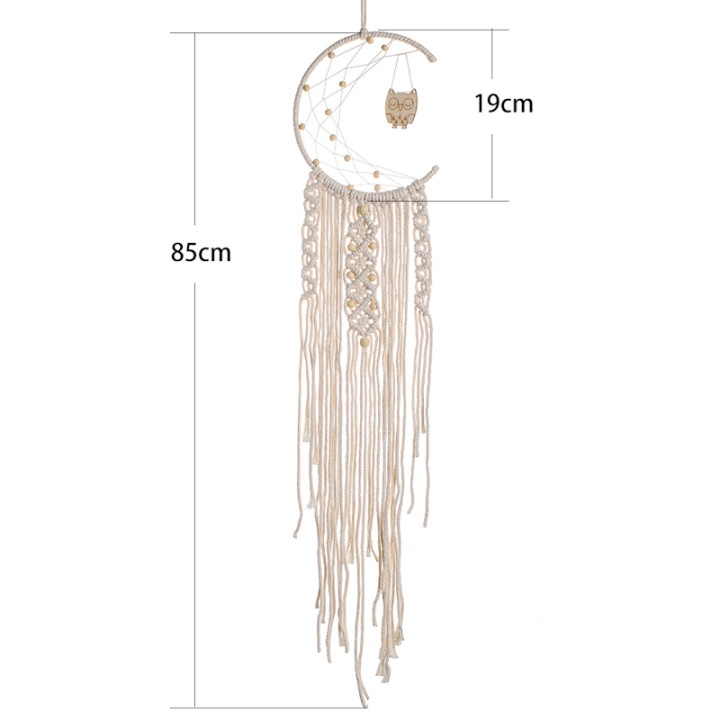 Light Brown Moon Macrame Dream Catcher Luna Wall Decoration