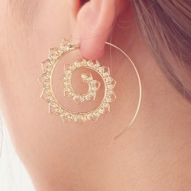 Produktbild: Boucles d'oreilles mandala spirale Goldfarbige Boucles d'oreilles mandala...