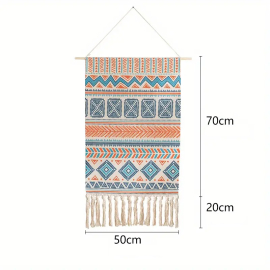 Blue orange Indian tapestry Veno with geometric patterns