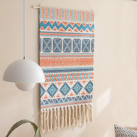 Produktbild: Blau oranger indianischer Wandteppich Veno mit geometrischen Mustern Blau oranger indianischer Wandteppich Veno mit geometrischen Mustern