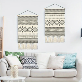 Produktbild: Tapisserie indienne Verino beige à motifs géométriques Tapisserie indienne Verino beige à motifs géométriques