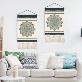 Produktbild: Tapisserie beige Fiora à fleurs de mandala Tapisserie beige Fiora à fleurs de mandala