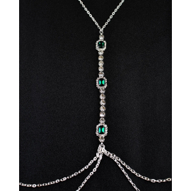Produktbild: Chaîne de corps chaude argentée avec strass verts Chaîne de corps chaude argentée avec strass verts