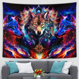 Produktbild: Toile murale expressive Wolf réactive aux UV avec des couleurs vives Toile murale expressive...