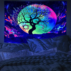 Produktbild: Toile murale mystique réactive aux UV avec l'arbre de vie Toile murale mystique réactive aux UV avec l'arbre de vie