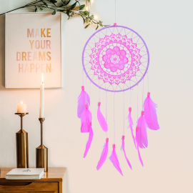 Produktbild: Medium-sized pink dream catcher Bellezza with embroidery pattern Medium-sized pink dream...