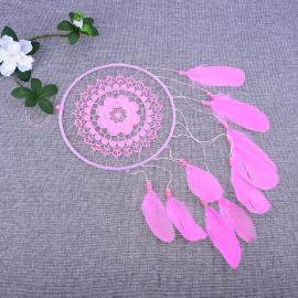 Produktbild: Mittelgrosser rosaroter Traumfänger Bellezza mit Stickmuster Mittelgrosser rosaroter...
