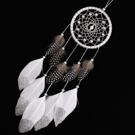 Produktbild: Silver Dream Catcher Silver Star with Guinea Fowl Feathers Silver Dream Catcher Silver Star with Guinea Fowl Feathers