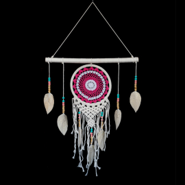 Produktbild: Large pink-beige macrame dream catcher Nurio with embroidery net Large pink-beige macrame...