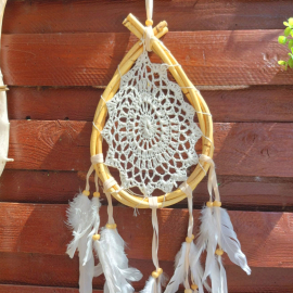 Produktbild: White-beige rattan dream catcher Licora in drop shape White-beige rattan dream catcher Licora in drop shape