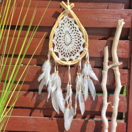 Produktbild: White-beige rattan dream catcher Licora in drop shape White-beige rattan dream catcher Licora in drop shape