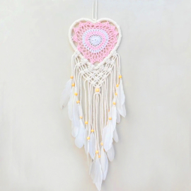 Produktbild: Pink and white macrame heart dream catcher Cuora Pink and white macrame heart dream catcher Cuora
