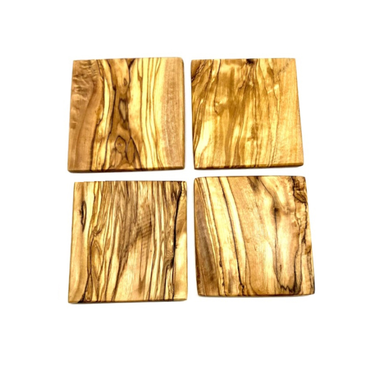 Set de 4 sous-verres pour verres en bois d'olivier