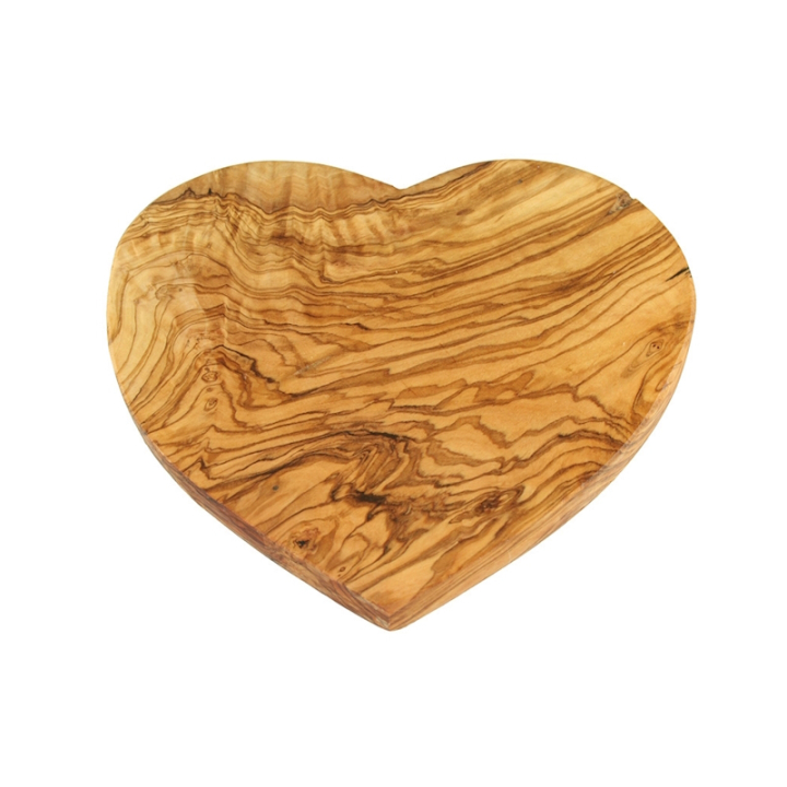 Extra thick olive wood breakfast board in heart shape