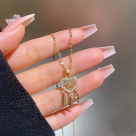 Produktbild: Collier plaqué or avec pendentif attrape-rêves Adorina et strass Collier plaqué or avec...